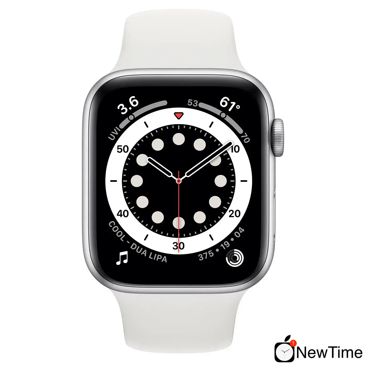 Apple Watch Series 6 GPS 44mm Silver Aluminum Case with White Sport Band (M00D3)